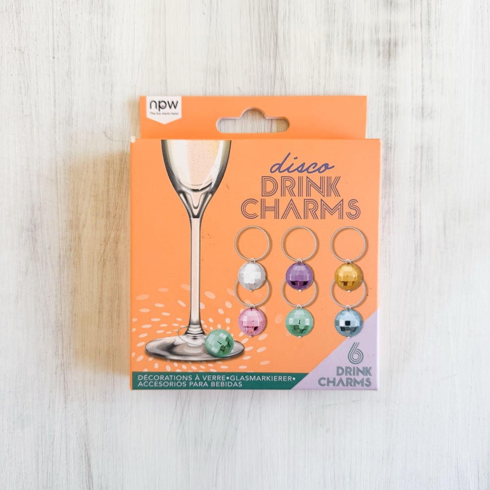 Disco ball drink charms